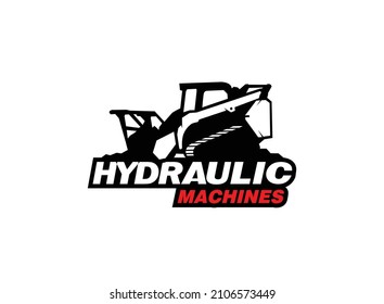 Skid steer logo vector for construction company. Land clearing equipment template vector illustration for your brand.