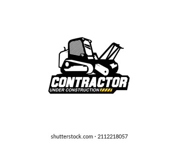 
Vector del logotipo del conductor del esquileto para la empresa de construcción. ilustración vectorial de la plantilla de equipo de limpieza de terrenos para su marca.