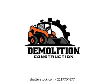 Skid steer logo vector for construction company. Vehicle equipment template vector illustration for your brand.