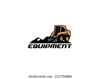 Skid steer logo vector for construction company. Vehicle equipment template vector illustration for your brand.