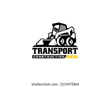 Skid steer logo vector for construction company. Vehicle equipment template vector illustration for your brand.