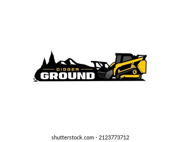 Skid steer logo vector for construction company. Heavy equipment template vector illustration for your brand.