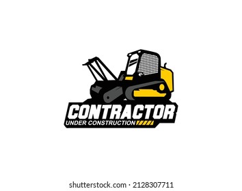 Skid steer logo vector for construction company. Land clearing equipment template vector illustration for your brand