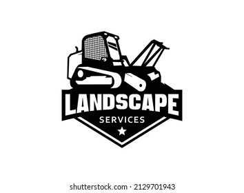 Skid steer logo vector for construction company. Land clearing equipment template vector illustration for your brand