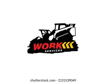 Skid steer logo vector for construction company. Land clearing equipment template vector illustration for your brand