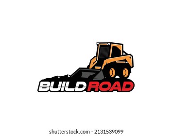 Skid steer logo vector for construction company. Heavy equipment template vector illustration for your brand