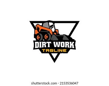 Skid steer logo vector for construction company. Heavy equipment template vector illustration for your brand.