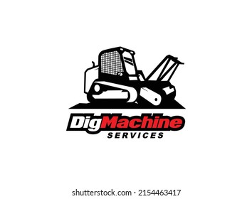 Skid steer logo vector for construction company. Land clearing template vector illustration for your brand.