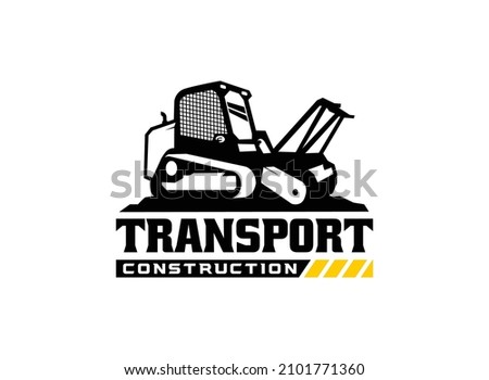 Skid steer logo vector for construction company. Land clearing equipment template vector illustration for your brand.