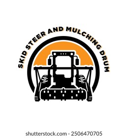 skid steer and mulching drum logo design