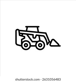 Skid steer outline icon. loader black line illustration.