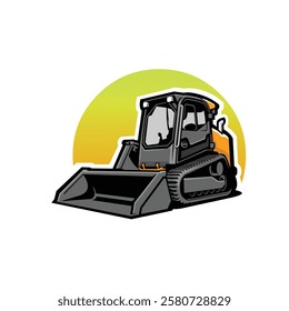 Skid Steer Track Loader Bulldozer Vector Illustration. Best for Construction and Excavating Related Industry	