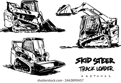 Cargador de Pistas Skid Steer. Dibujos a mano