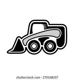 Skid steer wheel loader. Front mini loader. Icon of skid steer. Isolated vector