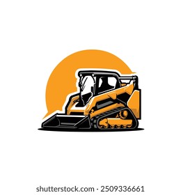 Ilustración de Arte vectorial de cargador de Pista de deslizamiento. Ilustración vectorial Bulldozer. Lo mejor para la industria relacionada con la agricultura