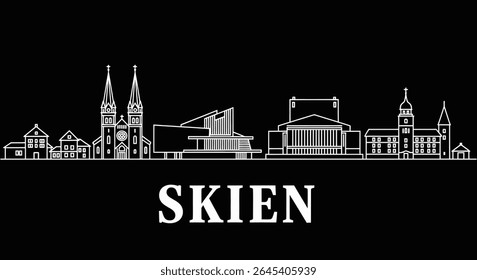 Skien Norway Skyline with Black and White, and Minimal.