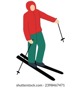 Skier in action, showcasing speed and skill in a winter resort setting, perfect for sport and travel themes. isolated vector illustration