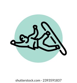 Skier black line icon. Skiing in winter. Pictogram for web page, mobile app, promo.