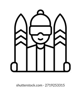 Ilustración vectorial del deporte del invierno del muchacho del esquiador, icono del estilo de la línea