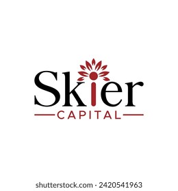 Skier Capital typographic  logo design icon element vector