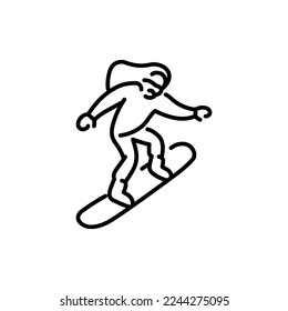 Skier color line icon. Skiing in winter Alps. Vector illustration