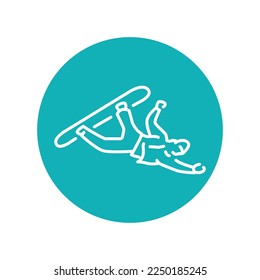 Skier color line icon. Skiing in winter Alps. Vector illustration
