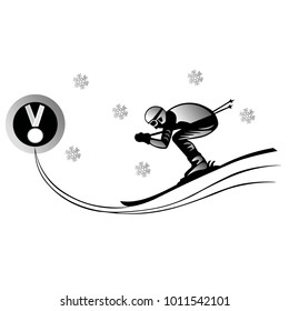 skier is committed to victory and to a gold medal 