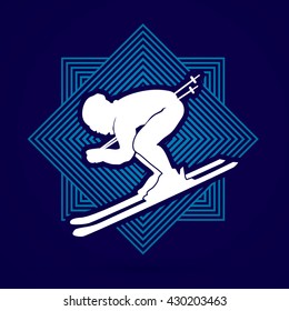 Skier designed on line square background graphic vector.