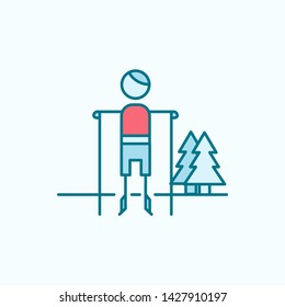 skier field outline with red element icon