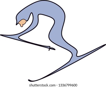 Skier in flight (vector illustration)