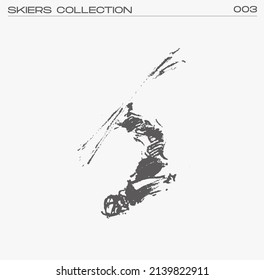 Skier going down the mountain, hand drawn vector illustration, sketch