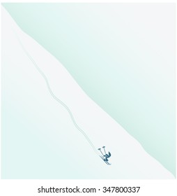 Skier in high Mountains. Winter sport. Vector illustration