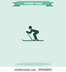 skier icon. Flat design