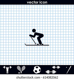 skier icon. Flat design