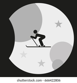 skier icon. Flat design