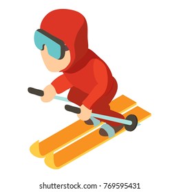 Skier icon. Isometric illustration of skier vector icon for web