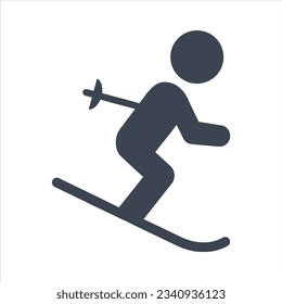 Skier icon on white background