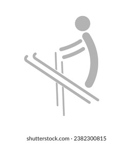 skier icon on a white background, vector illustration