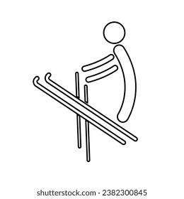 icono de esquí en fondo blanco, ilustración vectorial