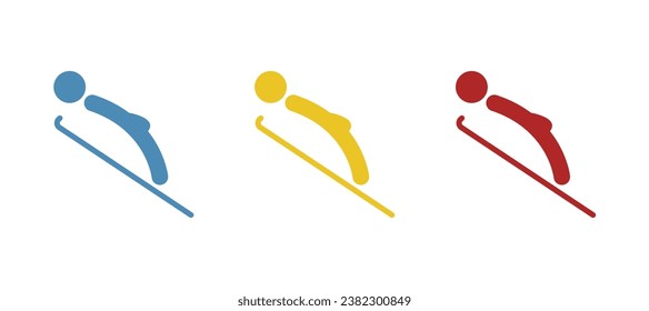 skier icon on a white background, vector illustration