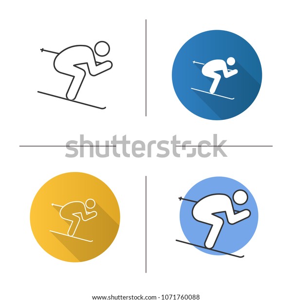 Skier Icon Skiing Person Flat Design Stock Vector Royalty Free