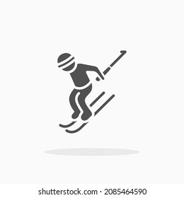 Skier icon. Solid or glyph style. Vector illustration. Enjoy this icon for your project.