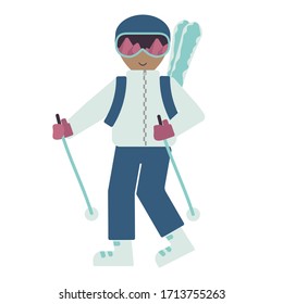 Skier icon, vector illustration isolated on white.