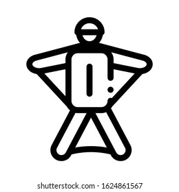 Skier Icon Vector. Outline Skier Sign. Isolated Contour Symbol Illustration