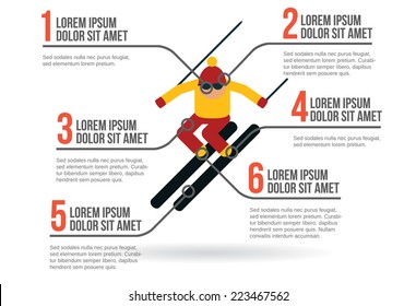 Skier infographic layout vector illustration