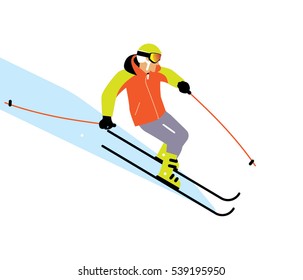 Skier Man Skiing Down Hill Icon Stock Vector (Royalty Free) 539195950 ...