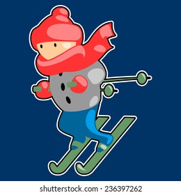 skier on a blue background 