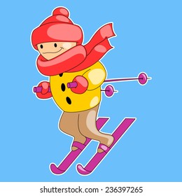 skier on a blue background 