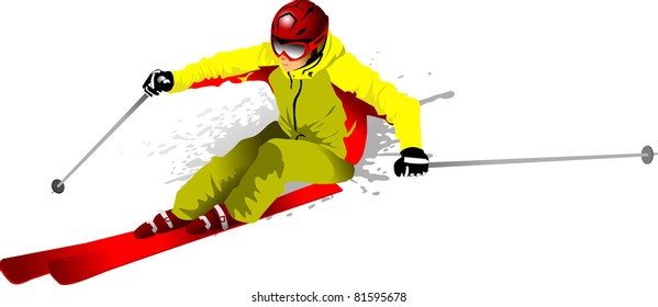 skier on the highway (vector illustration);