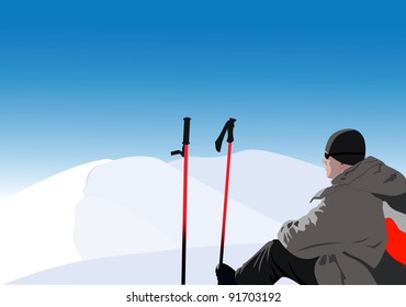 Skier on the mountain top